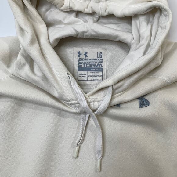 Under Armour Sweatshirt Mens L Large White Storm Charged Cotton ColdGear Hoodie - Picture 4 of 12